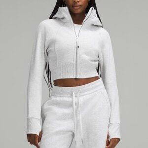 Scuba Full-Zip Cropped Hoodie Heathered Core Ultra Light Grey Women Size 4
